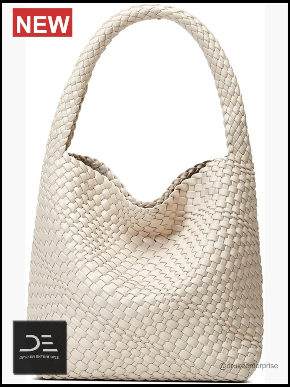 Handwoven Vegan Leather Tote Bag with Magnetic Closure